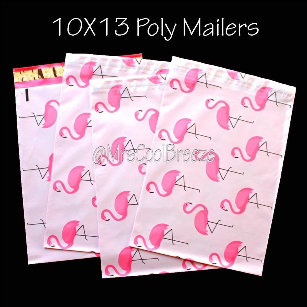 100 ~ 10X13 Flamingo Designer Poly Mailers